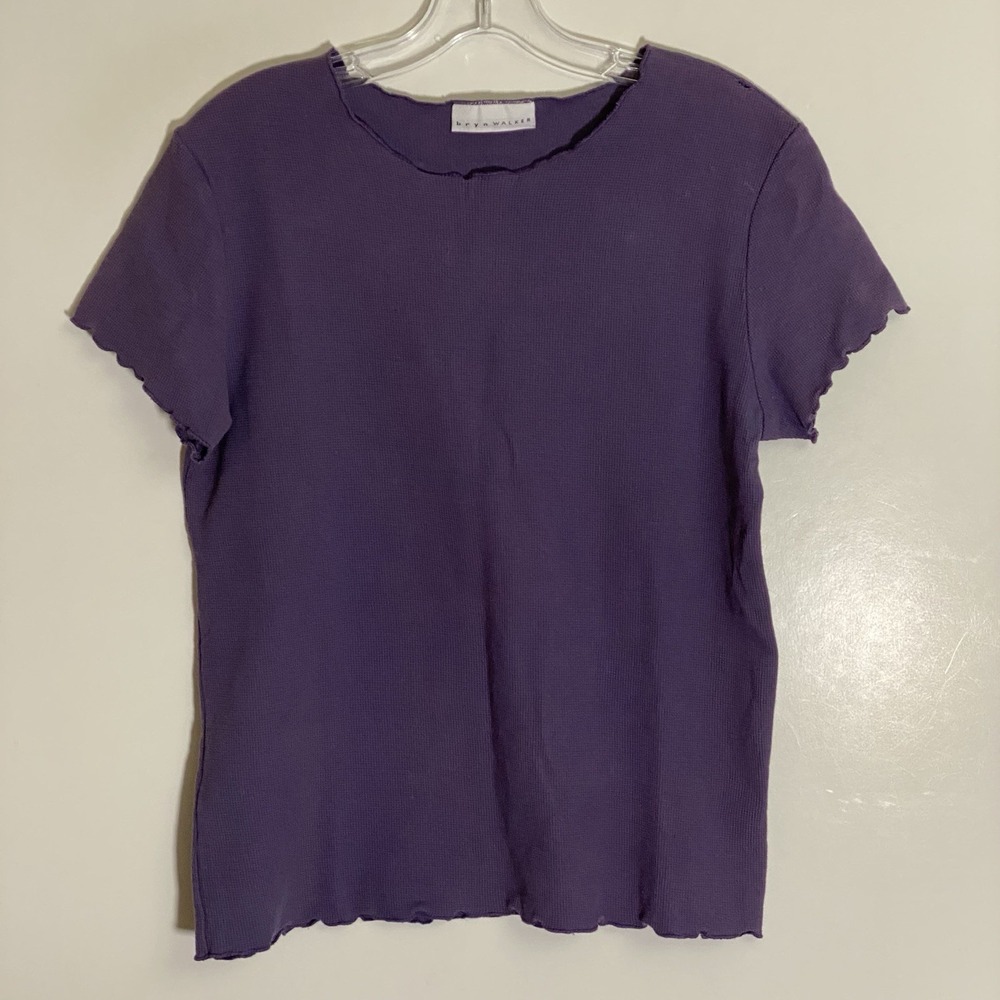 Bryn Walker Top Womens Medium Purple Cotton Lettuce Hem Lagenlook Coastal Boho M